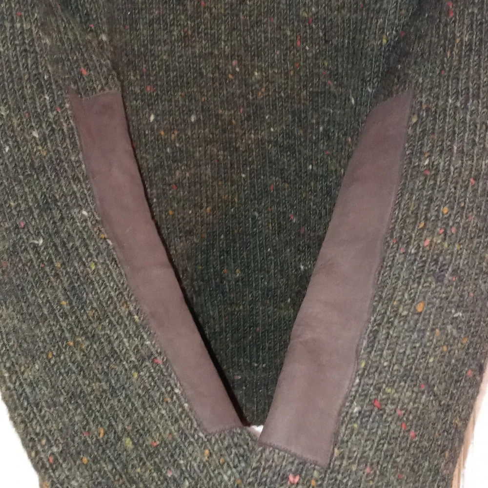 🍁VERY RARE/VTG Polo Ralph Lauren🍁 - Shawl Collar Wool Sweater Leather Details